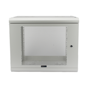 gabinete de pared de 9u con puerta perforada 455 mm de profundidad, rack de 19'', acero reforzado color gris mate