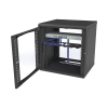gabinete para montaje en pared cuerpo fijo, con 12 unidades de rack, de 19in, puerta de cristal templado, fabricado en acero