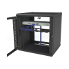 gabinete para montaje en pared cuerpo fijo, con 12 unidades de rack, de 19in, puerta de cristal templado, fabricado en acero