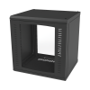 gabinete para montaje en pared cuerpo fijo, con 12 unidades de rack, de 19in, puerta de cristal templado, fabricado en acero
