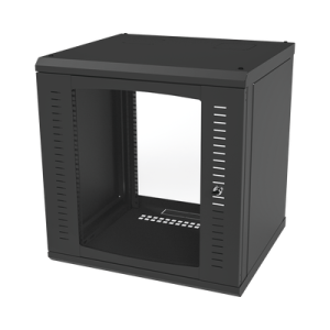 gabinete para montaje en pared cuerpo fijo, con 12 unidades de rack, de 19in, puerta de cristal templado, fabricado en acero