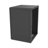 gabinete para montaje en pared, puerta de cristal templado, cuerpo fijo con rack 19" de 16 unidades
