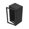 gabinete abatible de pared (con marco trasero) con rack 19" de 24 unidades. ventana de cristal templado.