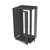 gabinete para montaje en pared, puerta de cristal templado, cuerpo fijo con rack 19" de 24 unidades
