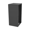 gabinete para montaje en pared, puerta de cristal templado, cuerpo fijo con rack 19" de 24 unidades