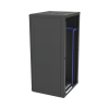 gabinete para montaje en pared, puerta de cristal templado, cuerpo fijo con rack 19" de 24 unidades