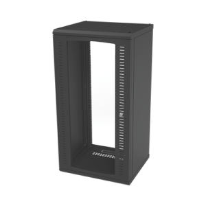 gabinete para montaje en pared, puerta de cristal templado, cuerpo fijo con rack 19" de 24 unidades