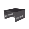 gabinete de acero en color negro, para usar como base con radio aéreo ic a120 y fuente de alimentación sec1223