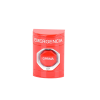 botón de emergencia, texto en español, color rojo, acción mantenida, girar para restablecer y led multicolor