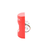 botón de emergencia, texto en español, color rojo, acción mantenida, girar para restablecer y led multicolor