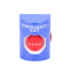 botón de salida de emergencia con bocina de advertencia integrada, interior/exterior, texto en ingles, tapa protectora de policarbonato súper resistente, neumático