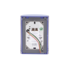 ​botón multipropósito, color azul, de superficie, con tapa de policarbonato, con bocina pre alarma, solo interior, llave para restablecer, texto de emergencia, español