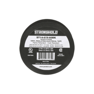cinta eléctrica stronghold para aislar, de pvc, uso general reparación y mantenimiento, grosor de 0.18mm (7 mil), ancho de 19mm, y 18m de largo, color negro