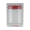cubierta protectora de policarbonato serie stopper ii® , con bocina, sin espaciador, montaje empotrado, etiqueta en inglés
