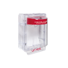 cubierta protectora serie stopper ii® de policarbonato, con bocina, espaciador transparente, montaje en superficie, etiqueta en inglés