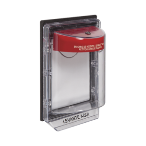cubierta protectora serie stopper ii® de policarbonato, con alarma, montaje en superficie, interior/exterior, etiqueta en español