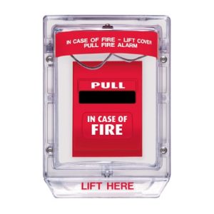 cubierta protectora serie stopper ii® de policarbonato super resistente, montaje empotrado, texto en inglés, sin bocina
