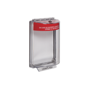 cubierta transparente serie universal stopper®, texto de incendio en español