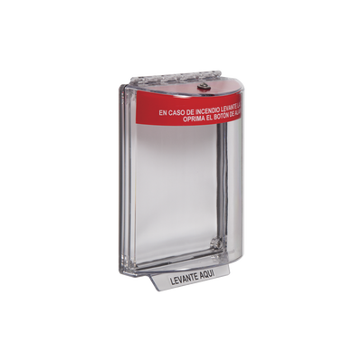 cubierta transparente serie universal stopper®, texto de incendio en español cubierta transparente serie universal stopper®, texto de incendio en español