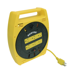 multicontacto eléctrico tipo carrete con 6 contactos y 6 metros de extensión / 127 v ca 10 a máximo.