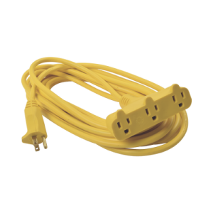 extensión eléctrica tipo abanico uso rudo 8 metros/ 127 v ca 10 a máximo / color amarilla.
