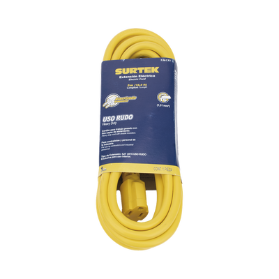 extensión eléctrica de uso rudo aterrizada 5 metros /127 v ca 10 a máximo / color amarillo. extensión eléctrica de uso rudo aterrizada 5 metros /127 v ca 10 a máximo / color amarillo.
