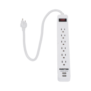 multicontacto con 6 contactos aterrizados y 2 puertos usb.