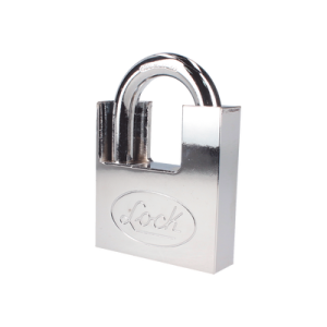candado de acero con guarda anti palanca/ acabado en cromo satinado / doble cerrojo / medida 40 mm/ nivel de seguridad 7/ 4 llaves abloy.