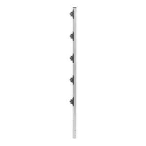 poste de paso de 1.2m para cerca electrificada de ptr cuadrado de aluminio de 1" de lado con 5 aisladores instalados.