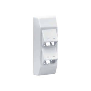 soporte con 4 puertos mini com, con bisagras de instalación a presión, para canaletas t45, material pvc rígido, color blanco mate