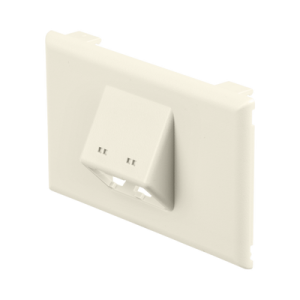placa de pared horizontal t70, salida para 2 puertos mini com, con espacios para etiquetas, color blanco mate