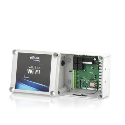 modulo wifi con gabinete para uso en energizadores yonusa/aplicación sin costo/activación remota de 4 salidas tipo relay con alta capacidad. modulo wifi con gabinete para uso en energizadores yonusa/aplicación sin costo/activación remota de 4 salidas tipo relay con alta capacidad.