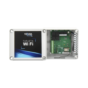 modulo wifi con gabinete para uso en energizadores yonusa/aplicación sin costo/activación remota de 4 salidas tipo relay con alta capacidad.