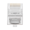 bote con 100 plugs pass through rj45 cat5e blindado, chapado de oro a 30 micras para durabilidad extrema