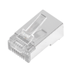 bote con 100 plugs pass through rj45 cat5e blindado, chapado de oro a 30 micras para durabilidad extrema