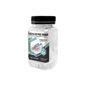 bote con 100 plugs pass through rj45 cat5e blindado, chapado de oro a 30 micras para durabilidad extrema