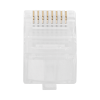 bote con 100 plugs pass through rj45 cat6 sin blindaje, chapado de oro a 30 micras para durabilidad extrema