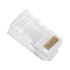 bote con 100 plugs pass through rj45 cat6 sin blindaje, chapado de oro a 30 micras para durabilidad extrema