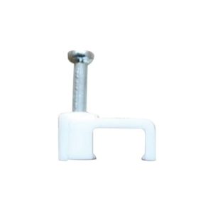 grapa para cable plano de 8.5mm color blanco con 100pzs
