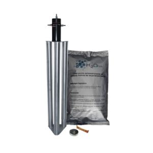 kit antivandalico de puesta a tierra de 100 amperes con electrodo, filtro y compuesto h2ohm.