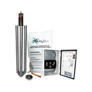 kit antivandalico de puesta a tierra de 100 amperes con electrodo, filtro y compuesto h2ohm.