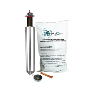 kit antivandalico de puesta a tierra de 45 a con electrodo, acoplador en filtro y compuesto h2ohm.