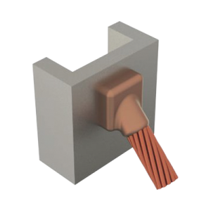 molde sold. exotermica conexion de cable de paso 4/0 a superficie de acero horizontal