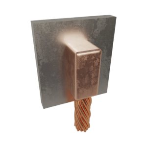 molde para soldadura exotérmica para cable 2/0 awg a superficie de acero en vertical a 90°
