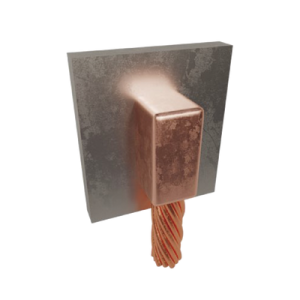 molde para soldadura exotérmica para cable 4/0 awg a superficie de acero en vertical a 90°