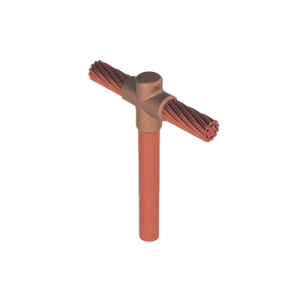 molde para soldadura exotermica tipo t, tope de varilla 5/8 in. a cable de paso 2/0 awg