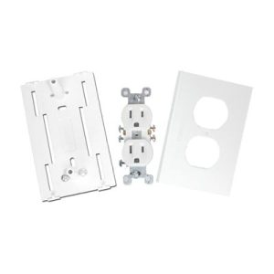 contacto eléctrico doble, soporte y tapa color blanco de pvc auto extinguible, para canaleta tek100 (5591 10200)
