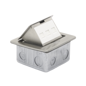 mini caja de piso rectangular para datos y conectores tipo keystone, color y material en acero inoxidable (3 puertos) (11000 21202)