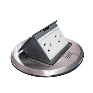 mini caja de piso redonda acero inoxidable (2 contactos) (11000 12201)
