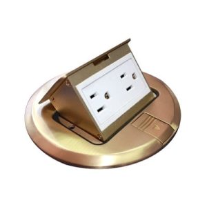mini caja de piso redonda de 2 contactos color bronce (11000 12101)